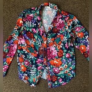 Anthropologie button down floral shirt fun color